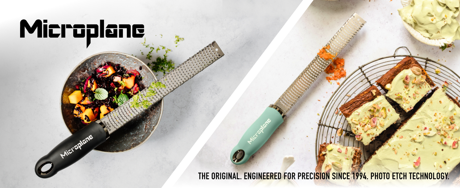 Microplane Premium Zester Grater in Denim Blue | Lemon Zester tool, Hard Cheese & Vegetable Grater | For Citrus, Parmesan Cheese, Garlic, Ginger, Nutmeg | Fine Stainless Steel Blade, Made in USA