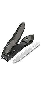 Nail Clippers with Catcher, No Splash Fingernail Toenail Clippers with Sharp Curved Blade and Glass Nail File, Wide Jaw Opening Stainless Steel Nail Cutter Trimmer for Seniors Adult Men Women