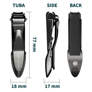 Nail Clippers with Catcher, No Splash Fingernail Toenail Clippers with Sharp Curved Blade and Glass Nail File, Wide Jaw Opening Stainless Steel Nail Cutter Trimmer for Seniors Adult Men Women