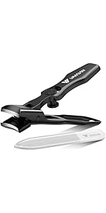 Nail Clippers for Thick Nails, 16mm Wide Jaw Opening Oversized Toenail Clippers Cutter with Sharp Curved Blade and Nail File, Heavy Duty Stainless Steel Fingernail Clippers for Seniors Elderly