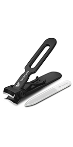 Nail Clippers for Thick Nails, 16mm Wide Jaw Opening Oversized Toenail Clippers Cutter with Sharp Curved Blade and Nail File, Heavy Duty Stainless Steel Fingernail Clippers for Seniors Elderly