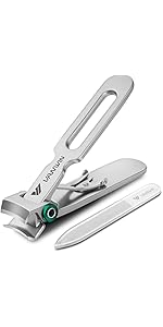 Nail Clippers for Thick Nails, 16mm Wide Jaw Opening Oversized Toenail Clippers Cutter with Sharp Curved Blade and Nail File, Heavy Duty Stainless Steel Fingernail Clippers for Seniors Elderly