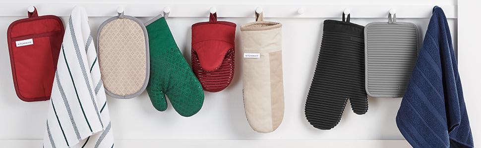 KITCHENAID Ribbed Soft Silicone Oven Mitt 2-Pack Set, 7.5