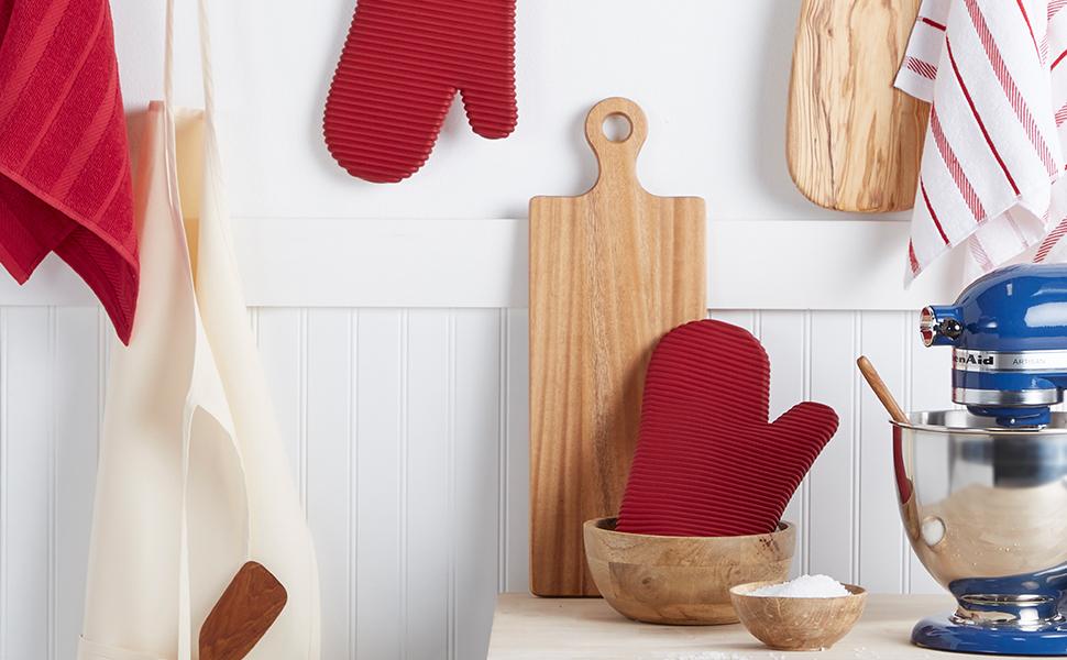 KITCHENAID Ribbed Soft Silicone Oven Mitt 2-Pack Set, 7.5