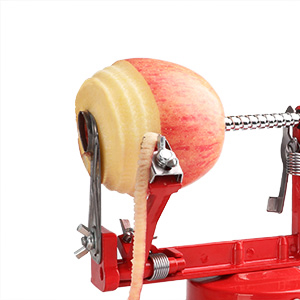 Apple Peeler Corer, Long lasting Chrome Cast Magnesium Alloy Apple Peeler Slicer Corer with Stainless Steel Blades and Powerful Suction Base for Apples and Potato(Red)
