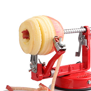 Apple Peeler Corer, Long lasting Chrome Cast Magnesium Alloy Apple Peeler Slicer Corer with Stainless Steel Blades and Powerful Suction Base for Apples and Potato(Red)