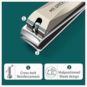 MR.GREEN Nail Clippers Anti Splash Fingernail Cutter Stainless Steel Manicure Tools Nail Scissors Detachable Design Nail Trimmer (Medium)