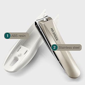 MR.GREEN Nail Clippers Anti Splash Fingernail Cutter Stainless Steel Manicure Tools Nail Scissors Detachable Design Nail Trimmer (Medium)