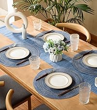 FunWheat Burlap Round Braided Placemats Set of 12 for Dining Tables 15 Inch Heat Resistant Jute Table Mats Farmhouse Woven Fabric Natural Place mats for Fall Decorations Indoor Outdoor(Beige)