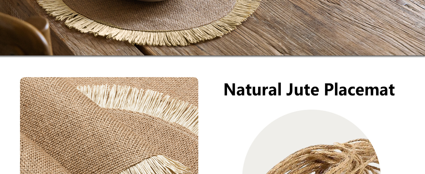 FunWheat Burlap Round Braided Placemats Set of 12 for Dining Tables 15 Inch Heat Resistant Jute Table Mats Farmhouse Woven Fabric Natural Place mats for Fall Decorations Indoor Outdoor(Beige)
