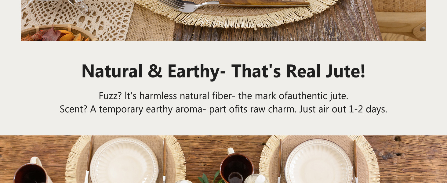 FunWheat Burlap Round Braided Placemats Set of 12 for Dining Tables 15 Inch Heat Resistant Jute Table Mats Farmhouse Woven Fabric Natural Place mats for Fall Decorations Indoor Outdoor(Beige)