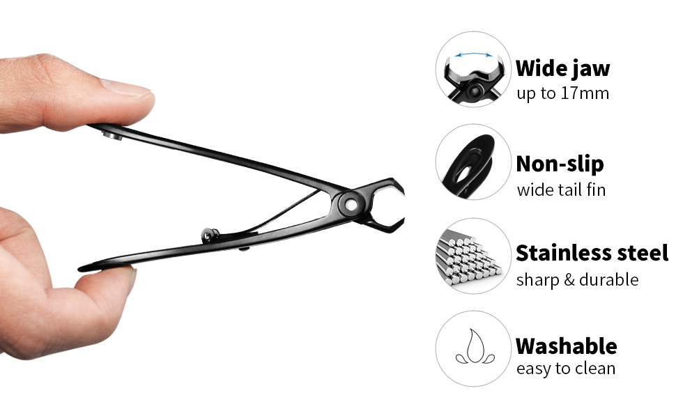 Straight Nail Clipper, 17mm Wide Jaw Opening Extra Large Toenail Clippers for Thick Nails or Tough Fingernail & Ingrown Toenail, Heavy Duty Thick Toenail Clippers for Seniors, Men, Adult