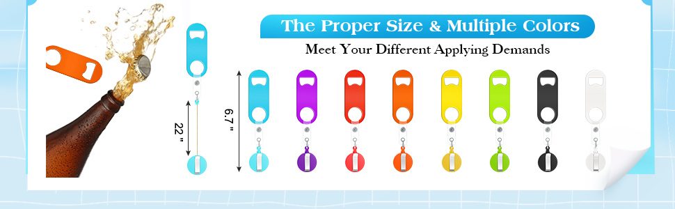 Honoson 8 Pieces Retractable Flat Bottle Opener Bartender Beer Opener with Round Badge Reel Clips Holder Bar Keys for Bartender Gifts Kitchen Home Party Supplies (Classic,Multicolor)