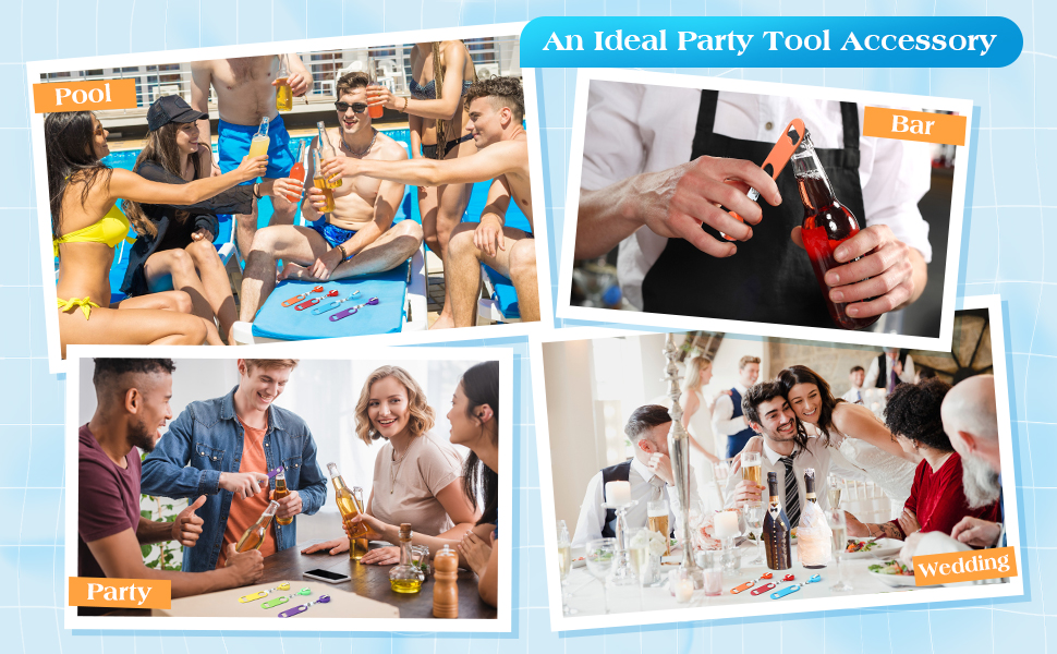 Honoson 8 Pieces Retractable Flat Bottle Opener Bartender Beer Opener with Round Badge Reel Clips Holder Bar Keys for Bartender Gifts Kitchen Home Party Supplies (Classic,Multicolor)