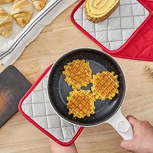 Kitchen Pot Holders Set Heat Resistant Pure Cotton Potholders Kit Trivets Large Coasters Hot Pads Terry Pot Holders for Everyday Cooking and Baking by 7 x 7 Inch Set of 6 Dark Blue