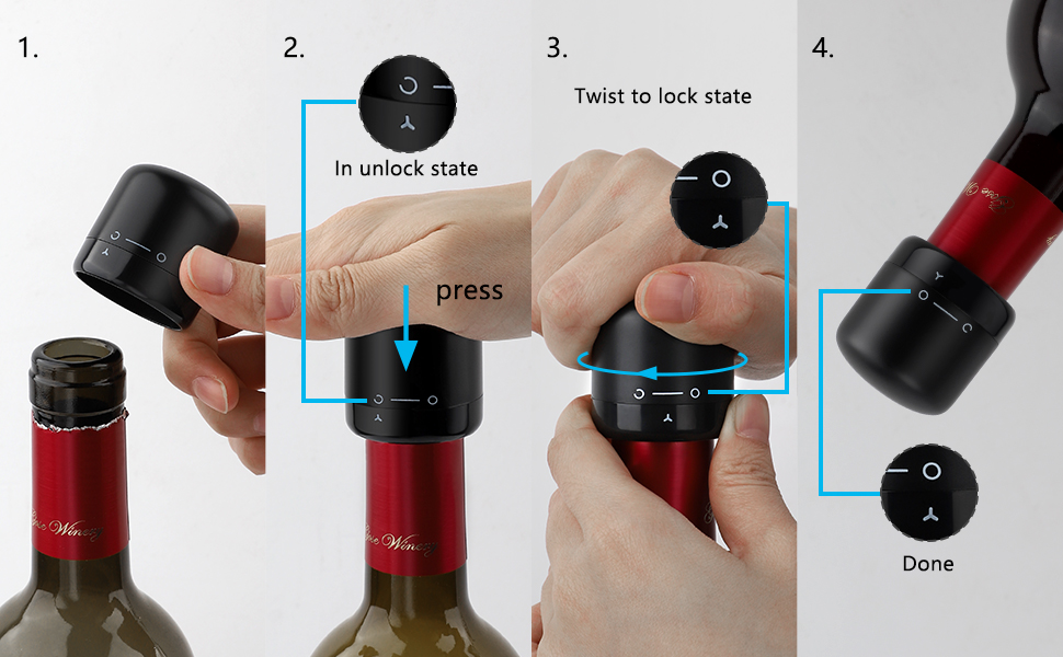 Wine Stopper 2-Pack, Silicone Sealed Wine Bottle Stopper, Twist-to-Seal Reusable Wine Sealer, Leak Proof Wine Toppers Stopper Keeps Wine Fresh, Black