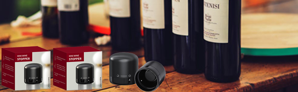 Wine Stopper 2-Pack, Silicone Sealed Wine Bottle Stopper, Twist-to-Seal Reusable Wine Sealer, Leak Proof Wine Toppers Stopper Keeps Wine Fresh, Black