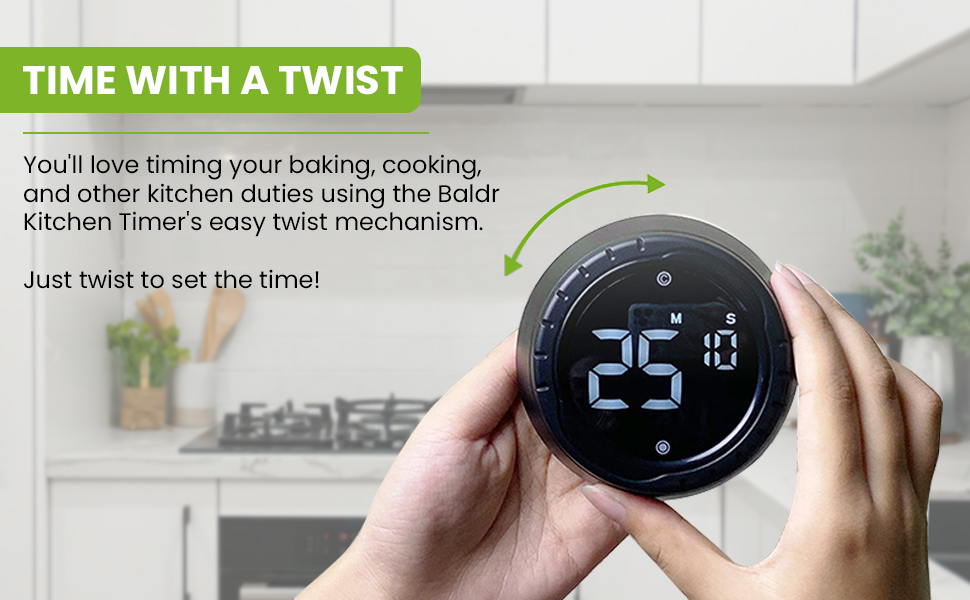 BALDR Digital Kitchen Timer with Rotating Desk Display, Strong Magnet, Count Up/Down & Beeping Alerts - Productivity Timer & Magnetic Timers for Classroom and Kitchen (White)