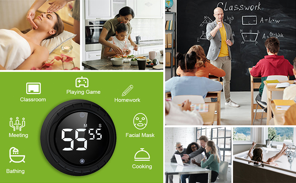 BALDR Digital Kitchen Timer with Rotating Desk Display, Strong Magnet, Count Up/Down & Beeping Alerts - Productivity Timer & Magnetic Timers for Classroom and Kitchen (White)