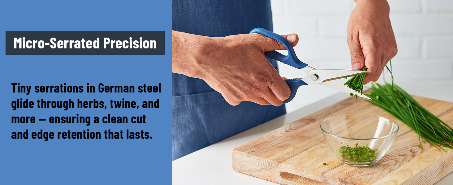 Misen Heavy Duty Kitchen Shears - Stainless Steel, Versatile and Easy Clean Scissors for Meat, Herbs and Veggies - Ambidextrous Comfort Handle - Professional Grade - Blue