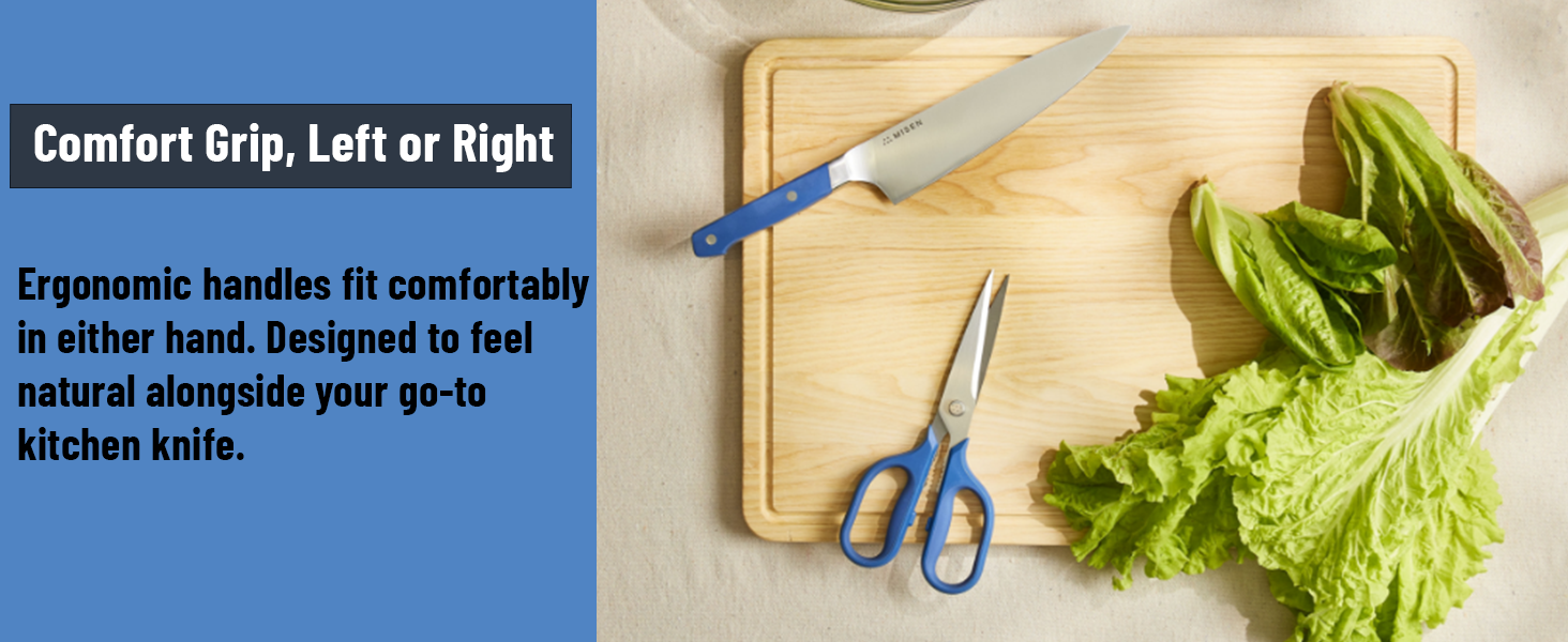 Misen Heavy Duty Kitchen Shears - Stainless Steel, Versatile and Easy Clean Scissors for Meat, Herbs and Veggies - Ambidextrous Comfort Handle - Professional Grade - Blue