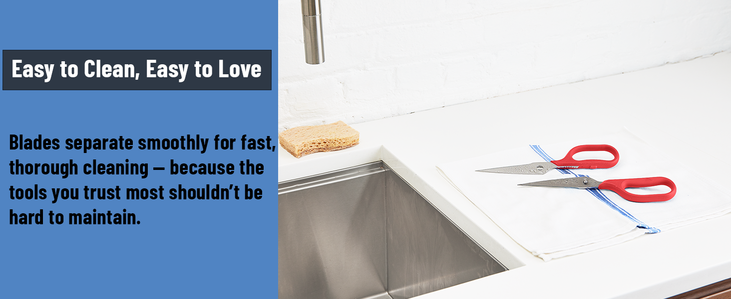 Misen Heavy Duty Kitchen Shears - Stainless Steel, Versatile and Easy Clean Scissors for Meat, Herbs and Veggies - Ambidextrous Comfort Handle - Professional Grade - Blue