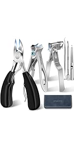 German Nail Clippers for Men with Catcher, Heavy Duty Toe Nail Clippers for Thick Nails Seniors, Portable Ultra Sharp Fingernail Clippers with Wide Mouth, Anti Splash Stainless Steel Nail Cutter