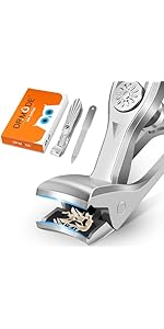 German Nail Clippers for Men with Catcher, Heavy Duty Toe Nail Clippers for Thick Nails Seniors, Portable Ultra Sharp Fingernail Clippers with Wide Mouth, Anti Splash Stainless Steel Nail Cutter