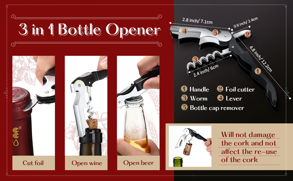 Wine Keys Opener Travel Corkscrew Wine bottle Opener Waiter Beer Bartender for Home Office Kitchen Restaurant Bar Applications(Black,16 Pieces)