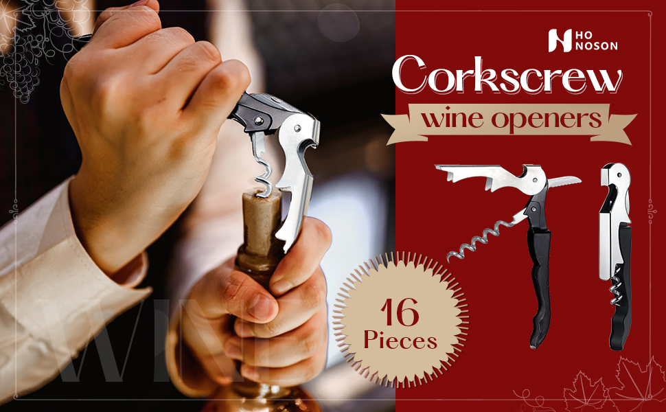 Wine Keys Opener Travel Corkscrew Wine bottle Opener Waiter Beer Bartender for Home Office Kitchen Restaurant Bar Applications(Black,16 Pieces)