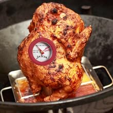 Jim Beam, Pack of 4 Poultry Meat, Instant Read Food Stainless Steel Dial Mates Barbecue BBQ Tools, Grilling and Baking Steak Thermometers, Set of 4, Mini, Red, (JB0134-1)