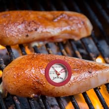 Jim Beam, Pack of 4 Poultry Meat, Instant Read Food Stainless Steel Dial Mates Barbecue BBQ Tools, Grilling and Baking Steak Thermometers, Set of 4, Mini, Red, (JB0134-1)