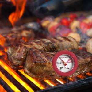 Jim Beam, Pack of 4 Poultry Meat, Instant Read Food Stainless Steel Dial Mates Barbecue BBQ Tools, Grilling and Baking Steak Thermometers, Set of 4, Mini, Red, (JB0134-1)