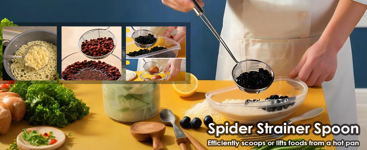 Premium Grade Stainless Steel Spaetzle Maker with Comfort Grip Handle, Stainless Steel Spider Strainer Skimmer Spoon Pasta Strainer, Homemade German Egg Noodle Dumpling Making Tool Set