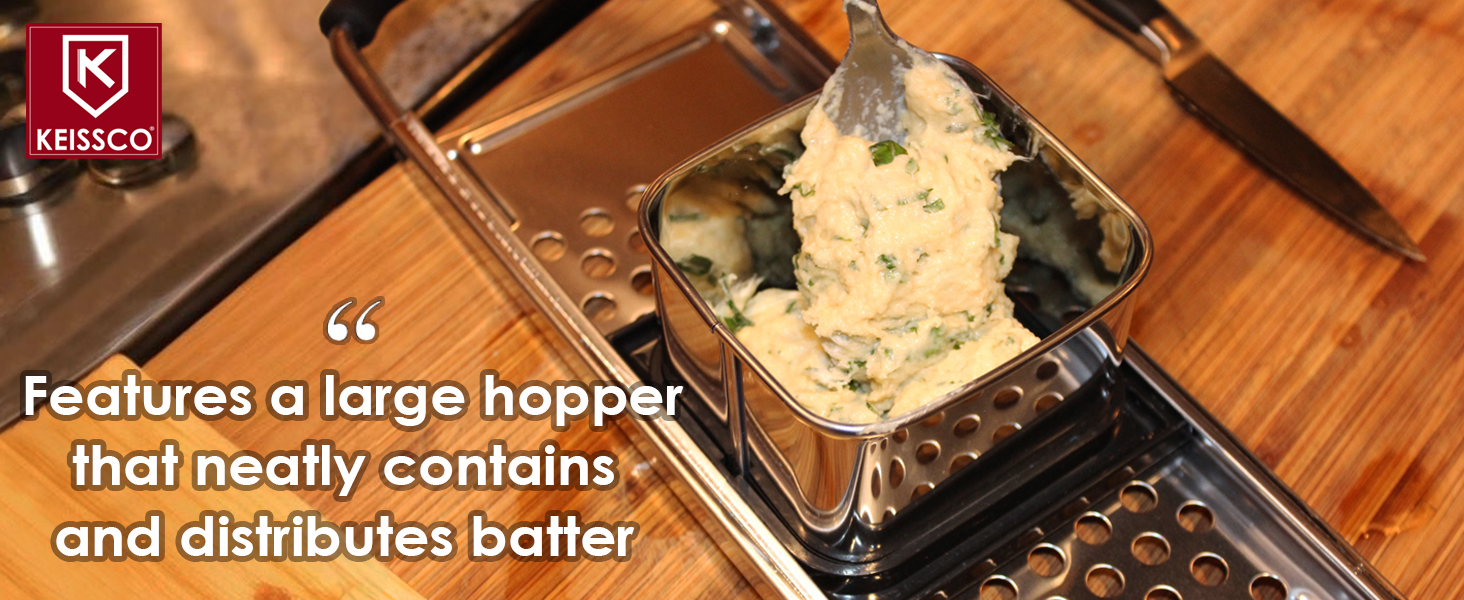 Premium Grade Stainless Steel Spaetzle Maker with Comfort Grip Handle, Stainless Steel Spider Strainer Skimmer Spoon Pasta Strainer, Homemade German Egg Noodle Dumpling Making Tool Set