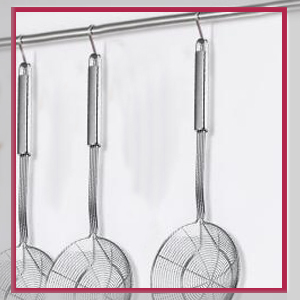 Stainless Steel Spider Strainer Skimmer Spoon For Frying and Cooking - Set of 3 Solid Wire Asian Strainer Ladle Pasta Strainer with Long Handle, Professional Kitchen Skimmer Ladle