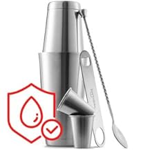JoyTable Bar Set Cocktail Shaker Set, Stainless Steel Mixology Bartender Kit, 28PC Cocktail Kit, Silver Cocktail Set, Bar Tools: 30oz Martini Shaker, Muddler, Bar Kit Cocktail Book, Jigger and Pourers