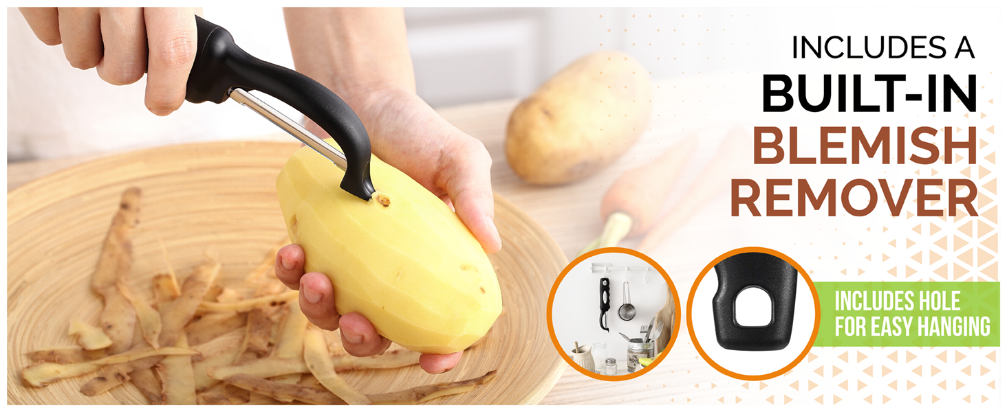 Spring Chef Premium Swivel Vegetable Peeler, Soft Grip Handle and Ultra Sharp Stainless Steel Blades - Perfect Kitchen Peeler For Veggie, Fruit, Potato, Carrot, Apple - Mango