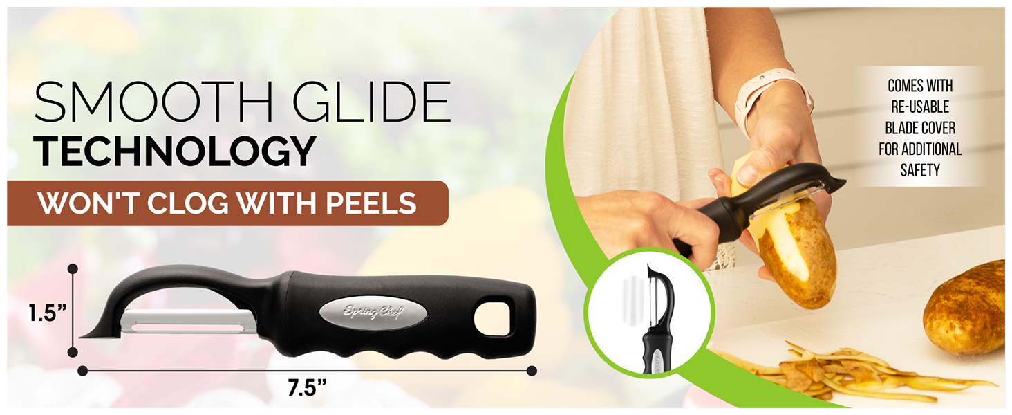 Spring Chef Premium Swivel Vegetable Peeler, Soft Grip Handle and Ultra Sharp Stainless Steel Blades - Perfect Kitchen Peeler For Veggie, Fruit, Potato, Carrot, Apple - Mango