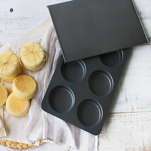 6 Cup Straight Side Jumbo English Muffin Cupcake Pan with Lid, Nonstick Hamburger Burger Bun Mold Muffin Pan for Baking Egg Sandwich Frittata Cinnamon Roll Focaccia Quiche Pancake