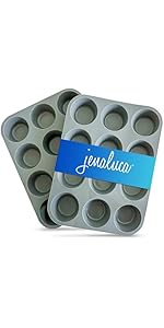 Jenaluca Silicone Baking Mats 2 Pack - Non-Stick Mats with Cookie Measurements Reusable Food Grade Silicone for Cookies, Pastries & Meal Preparation - Non Slip - 16.5 x 11.6