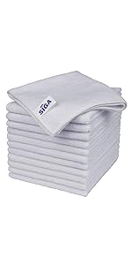 MR.SIGA Microfiber Cleaning Cloth, All-Purpose Microfiber Towels, Streak Free Cleaning Rags, Pack of 12, Grey, Size 32 x 32 cm(12.6 x 12.6 inch)