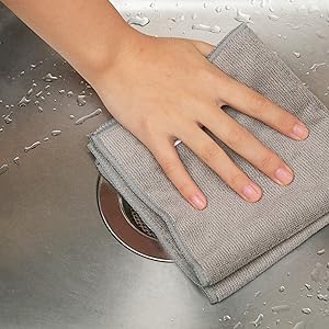 MR.SIGA Microfiber Cleaning Cloth, All-Purpose Microfiber Towels, Streak Free Cleaning Rags, Pack of 12, Grey, Size 32 x 32 cm(12.6 x 12.6 inch)