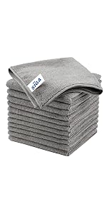 MR.SIGA Microfiber Cleaning Cloth, All-Purpose Microfiber Towels, Streak Free Cleaning Rags, Pack of 12, Grey, Size 32 x 32 cm(12.6 x 12.6 inch)