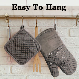 4 Pcs Oven Mitts and Pot Holders,500°F High Heat Resistant Kitchen Oven Mitts with Pot Holders,Long Oven Mitts with Recycled Cotton Infill and Silicone Non-Slip Surface for Baking and Cooking(Grey)