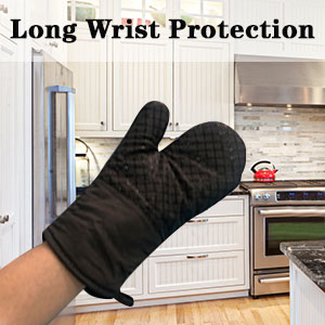 4 Pcs Oven Mitts and Pot Holders,500°F High Heat Resistant Kitchen Oven Mitts with Pot Holders,Long Oven Mitts with Recycled Cotton Infill and Silicone Non-Slip Surface for Baking and Cooking(Grey)