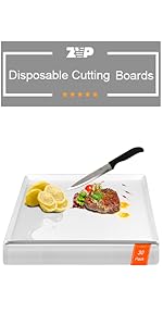 ZVP Disposable Cutting Boards 30 Count, Collapsible Cutting Board Sheet with Built-in Crease, Flexible Plastic Cutting Mat for Kitchen and Commercial Use, 17 x 12 In White