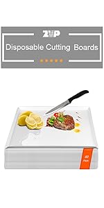 ZVP Disposable Cutting Boards 30 Count, Collapsible Cutting Board Sheet with Built-in Crease, Flexible Plastic Cutting Mat for Kitchen and Commercial Use, 17 x 12 In White