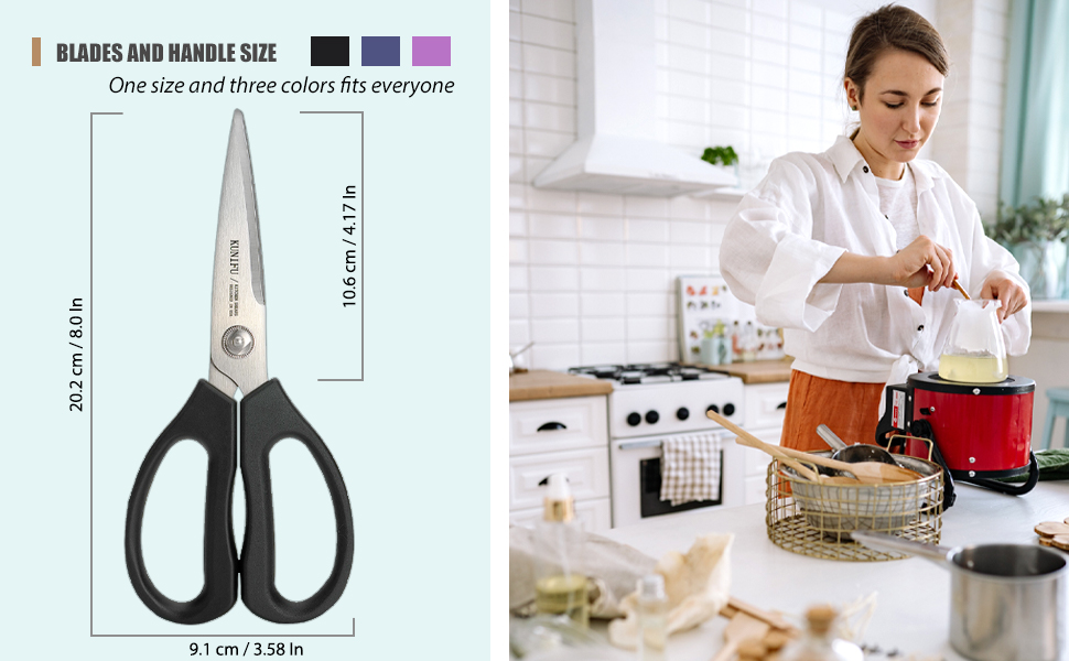 KUNIFU Kitchen Scissors, All Purpose Kitchen Shears, Heavy Duty Come Apart Scissors Gadgets Utensils - Black