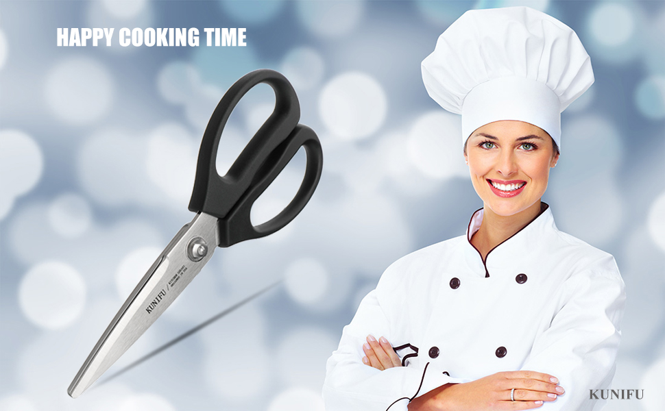 KUNIFU Kitchen Scissors, All Purpose Kitchen Shears, Heavy Duty Come Apart Scissors Gadgets Utensils - Black